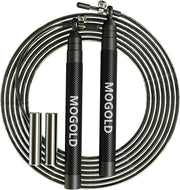 speed jump rope incl. 2 PVC Steel Cables 2.0mm/3.0mm| Ideal for Crossfit, Fitness, Boxing and Easy Double Under | Metal Jump Rope with Weights for Fitness Women and Men Premium Bearing Balls | Carry Pouch&Spare Screws