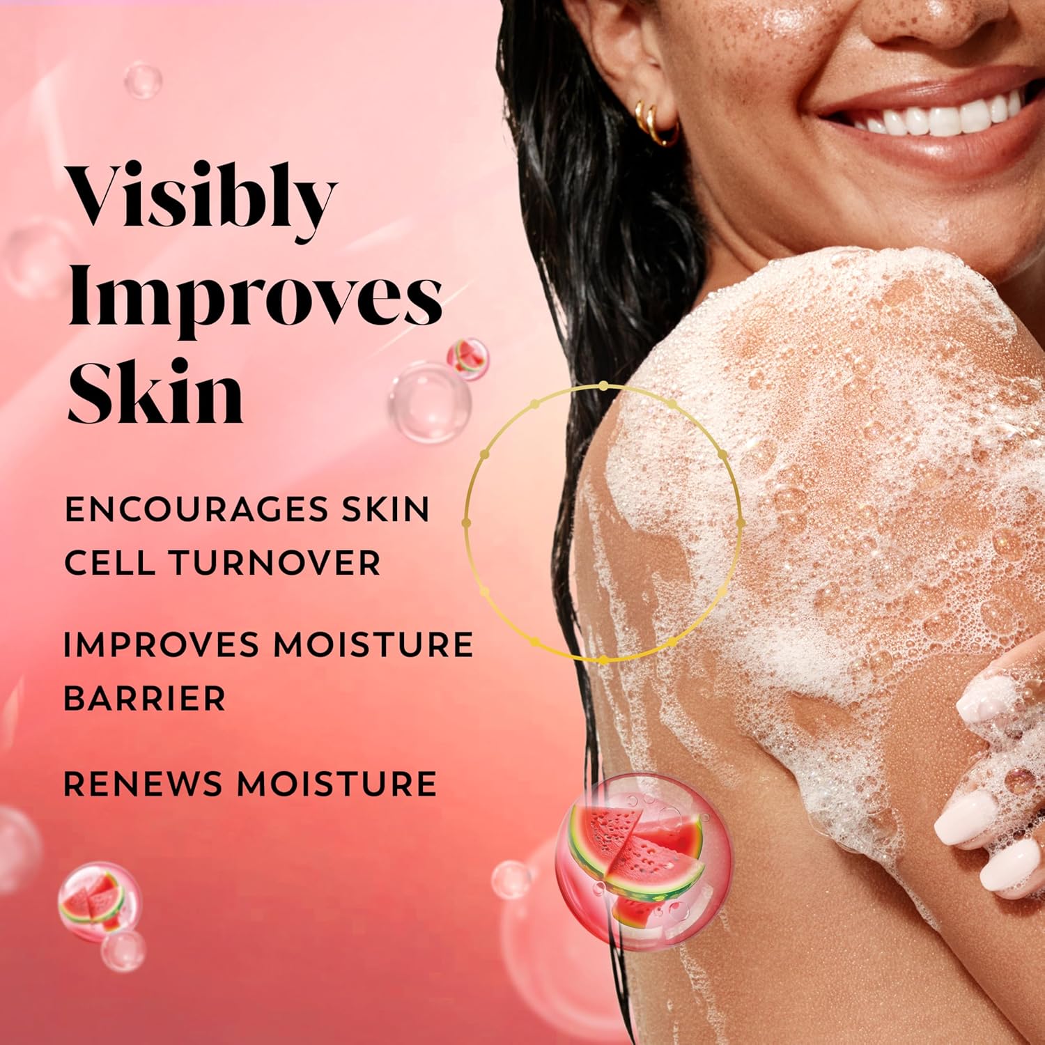 Olay Body Wash for Women, Intensely Hydrating, Pro-Hyaluronic Acid Serum Complex, Renews Moisture, Vitamin B3 Lameller Technology, For All Skin Types, Watermelon Summer Fizz Scent, 20 fl oz