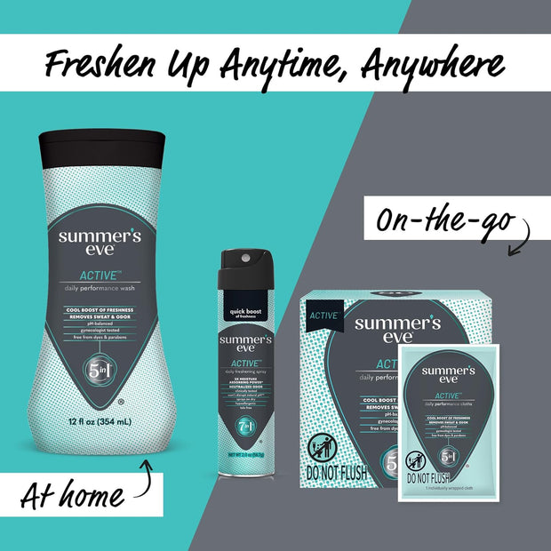 Summer's Eve Active Daily Performance All Over Feminine Body Wash, Feminine Wash pH Balanced, 12 fl oz