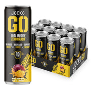 Jocko Fuel Blue Raspberry Energy Drink, 12 Pack, 0 Sugar, 95mg Caffeine, Supports Brain Health
