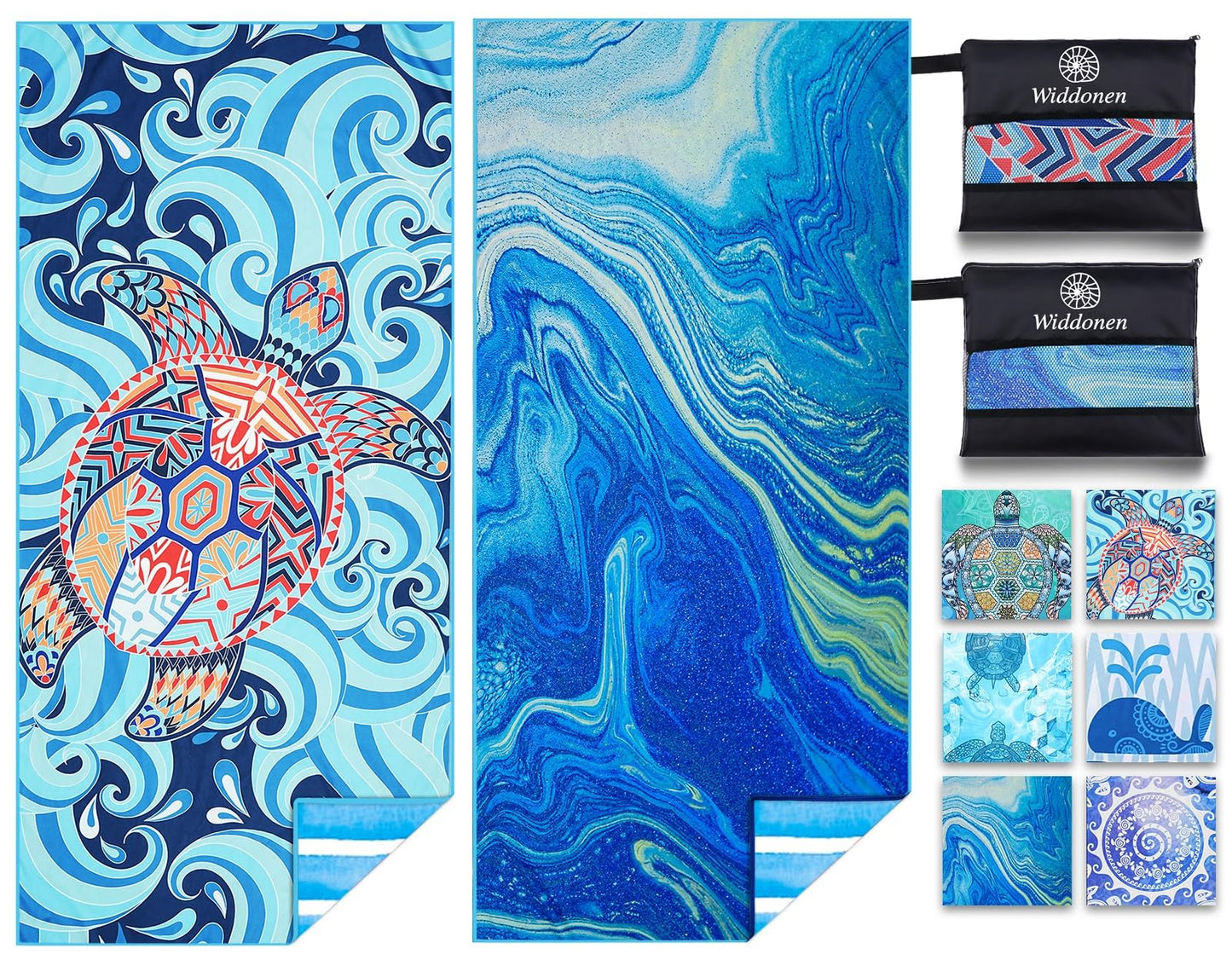 2 Pack Microfiber Lightweight Beach Towel Sand Free Quick Dry Absorbent Thin Compact Towels for Swimming Pool Camping Beach Accessories Large Easy Pack Travel Things for Vacation Essentials Gift