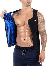 Kewlioo Men's Heat Trapping Zipper Sweat Enhancing Vest - Sauna Suit Shirt Compression Vest Shapewear Top for Gym Exercise