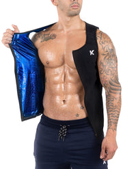 Kewlioo Men's Heat Trapping Zipper Sweat Enhancing Vest - Sauna Suit Shirt Compression Vest Shapewear Top for Gym Exercise