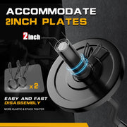 Olympic EZ Curl Barbell Bar 47",Mute Bearings - 2" Curl Bar for Weight Lifting, Hip Thrusts,Biceps,Squat-Home Gym Weight Bar-Chrome Curling Strength Training, 2Pcs Collars(800lbs Weight Capacity)