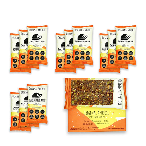 San Diego Bar - Raw, Vegan Protein Bar | Variety Pack 12 Bars, All Natural, Gluten & Soy Free - Nutrition Meal Bar with No Added Sugars | 5 Flavors, 10g Protein from Only 6 Natural Whole Food Ingredients