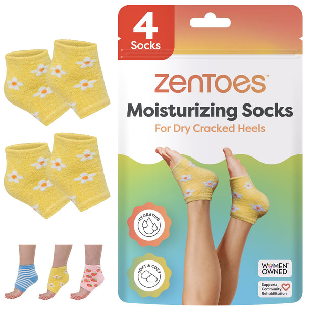 ZenToes Moisturizing Fuzzy Sleep Socks with Vitamin E, Olive Oil and Jojoba Seed Oil to Soften and Hydrate Dry Cracked Heels (Regular, Blue and Pink)