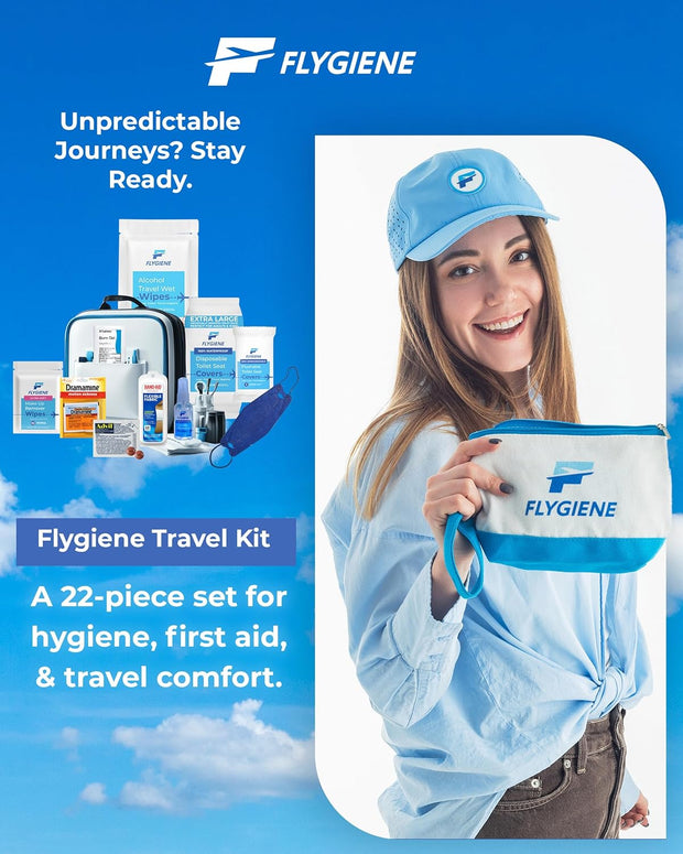 Travel Kit – Complete Airplane Travel Essentials Set for Men, Women, & Kids with Washable Case – 22-Piece TSA-Friendly Essentials for Flying