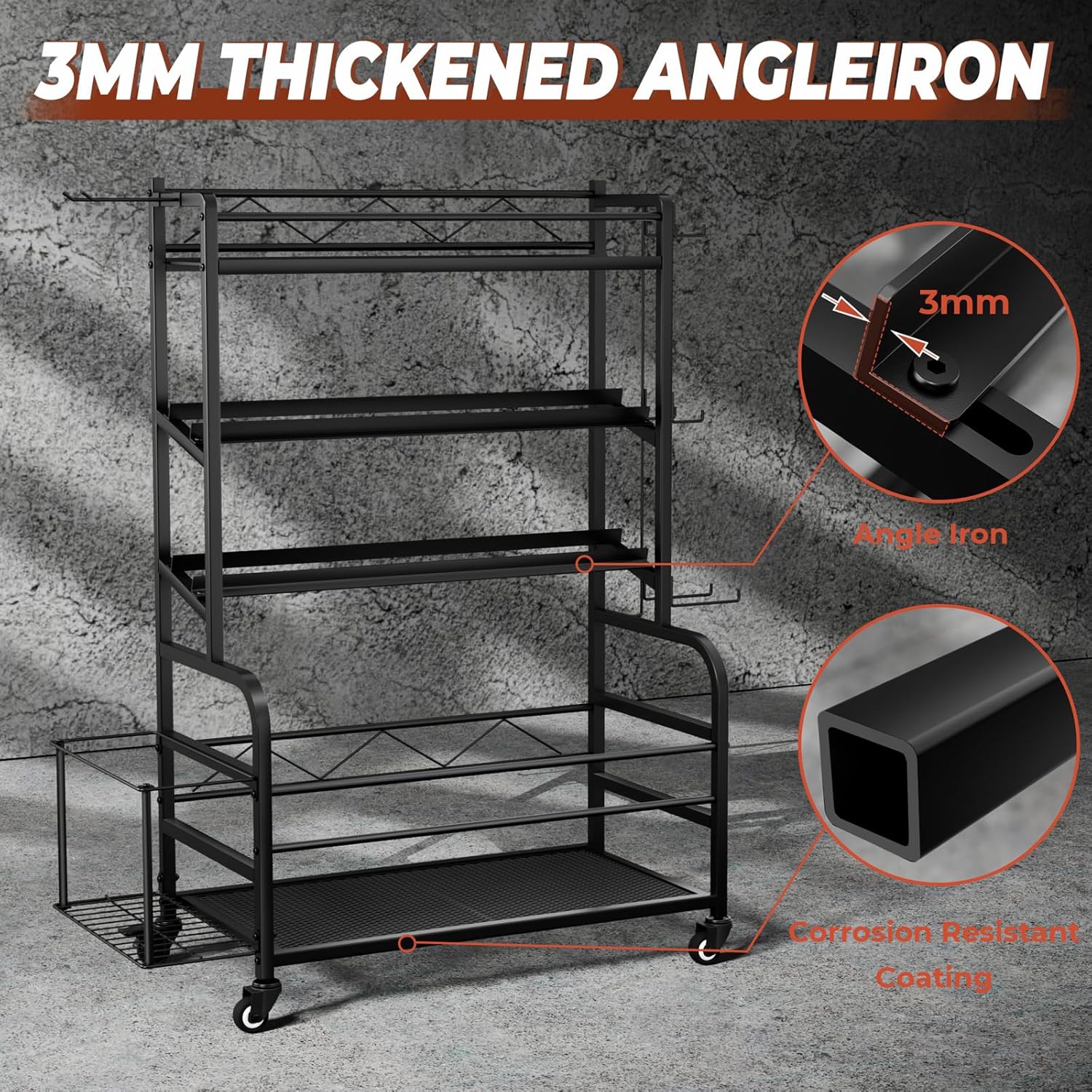 Dumbbell Rack Weight Stand - 4-Tier Adjustable Weight Rack for Dumbbells, Home Gym Storage Rack for Yoga Mat Foam Roller Kettlebells, Workout Equipment Storage Organizer With Wheels