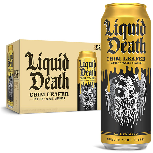 Liquid Death, Rest in Peach Iced Tea, 12-Pack (12 oz Cans), Peach Flavored Back Tea, Low Calorie, No Artificial Sweeteners, B12 & B6 Vitamins