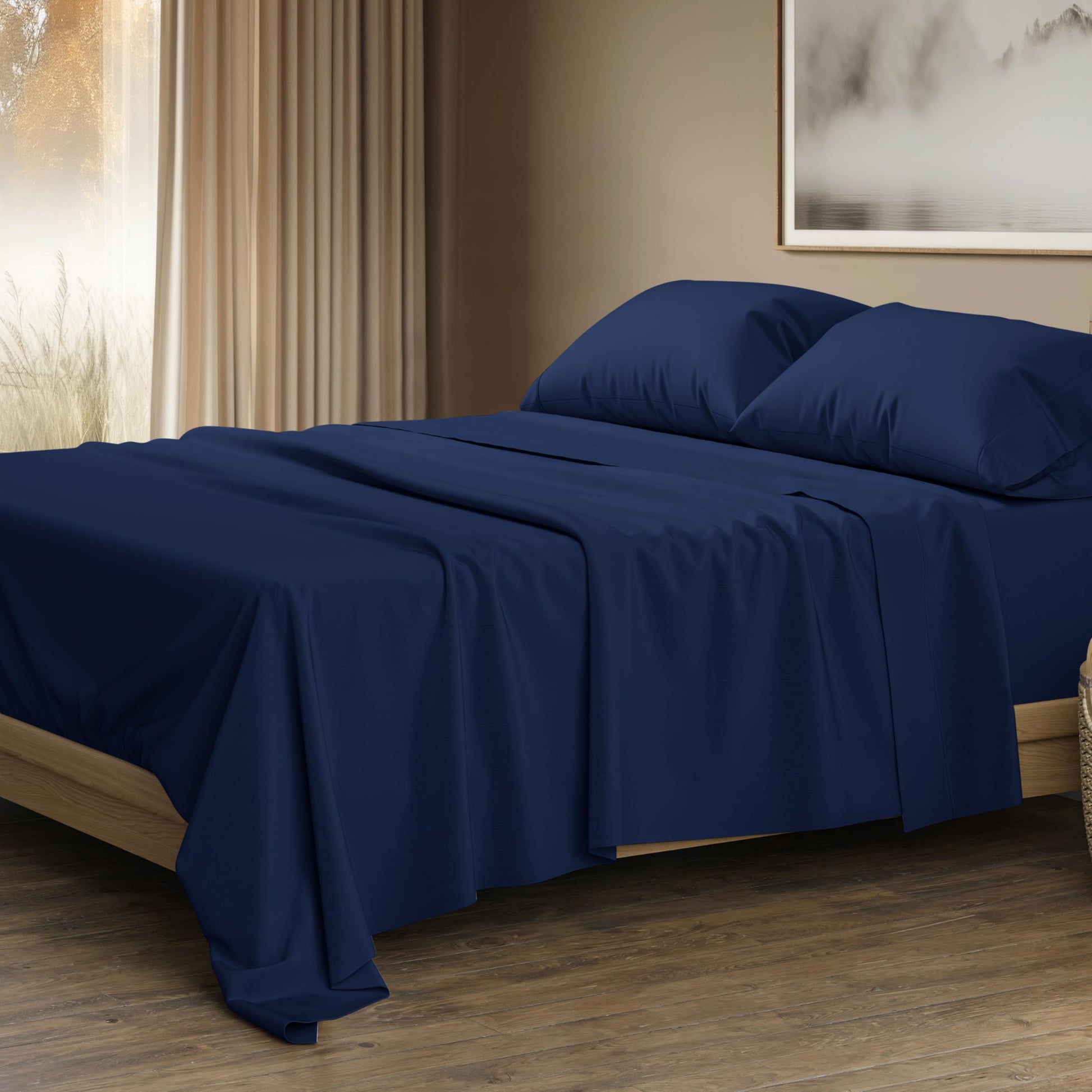 THREAD SPREAD 100% Egyptian Cotton King Size Sheets Set - Luxury 1500 Thread Count Egyptian Cotton Sheets King Size, Silky Soft, Cooling, Sateen Weave 17" Deep Pocket Bed Set - White