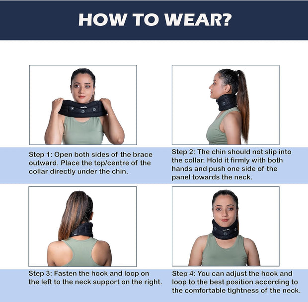 Wonder Care Neck Brace for Sleeping Cervical Collar Adjustable Neck Support Brace Relief Cervical Spine Pressure Ideal for Travel, Office Workers & Neck Injury Recovery, X-Large