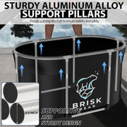 XL Oval Ice Bath Tub for Athletes with Cover by Brisk Bear - Extra Large Cold Plunge Tub for Recovery - Ice Bath Plunge Pool with Digital Timer - Cold Plunge to Soothe Muscles - Black Ice Tub