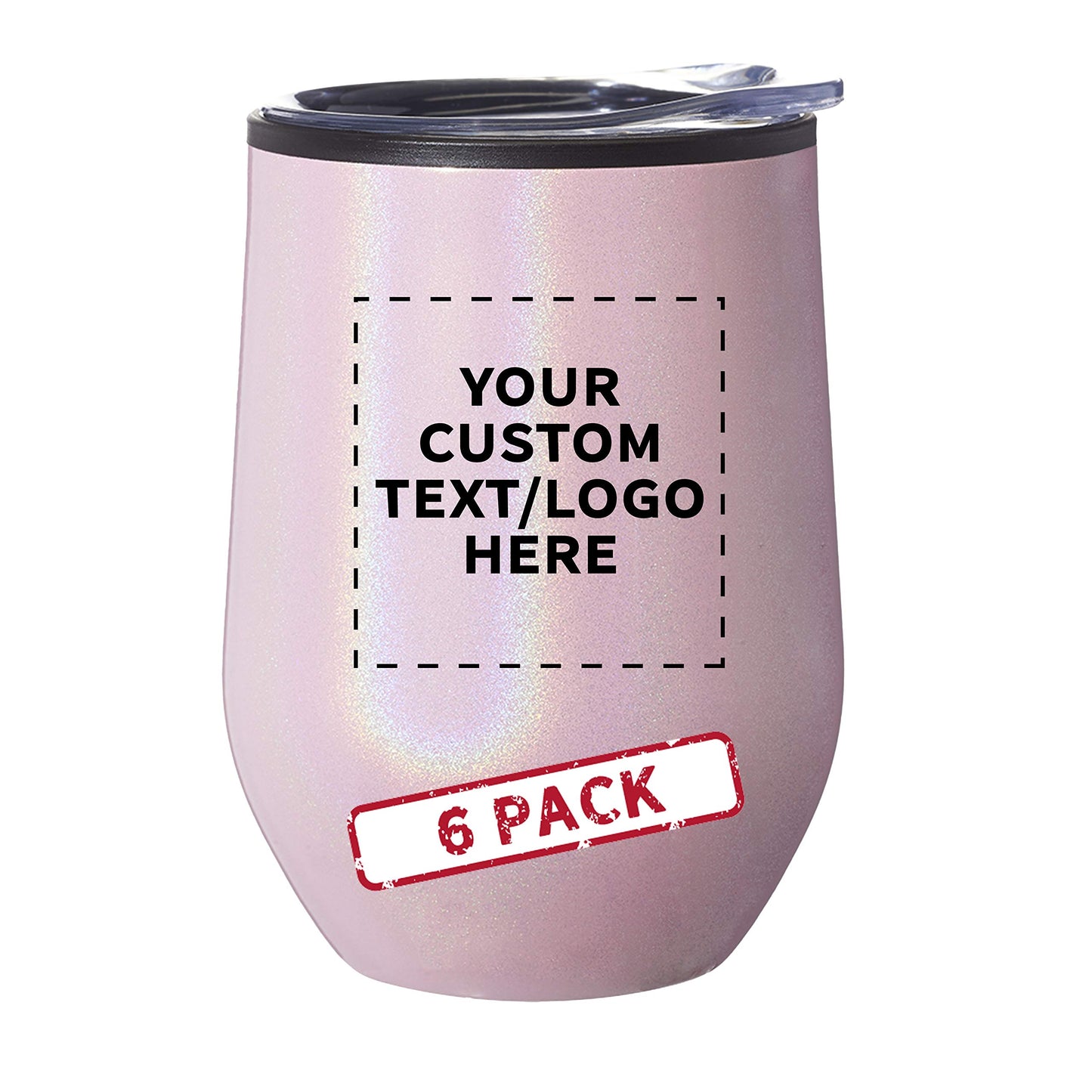 Custom Stemless Wine Tumblers 12 oz. Set of 6, Personalized Bulk Pack - Insulated, Perfect for Wine, Cocktails, Other Hot & Cold Beverages - Silver