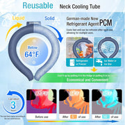Neck Cooling Tube 70% Gel Increase Ice Ring Neck Cooler Wearable Body Cooling Products for Summer Outdoor Indoor Activities Relief for Hot Flashes(Navy,L)