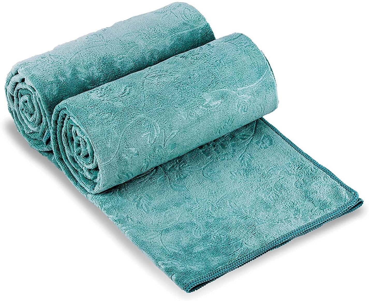 JML Microfiber Bath Towels, Oversized, Ultra Soft, Super Absorbent and Fast Drying, No Fading Large Bathroom Towel Set for Sport, Travel, Fitness, SPA and Yoga (Coral Fleece - Blue, 30 in x 60 in)