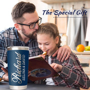 Personalized Tumbler with Engraved Name - Personalized Fathers Day Cup Gifts - Custom Stainless Steel 20 Oz Coffee Tumbler with Lid - Custom Birthday Gifts for Dad Husband