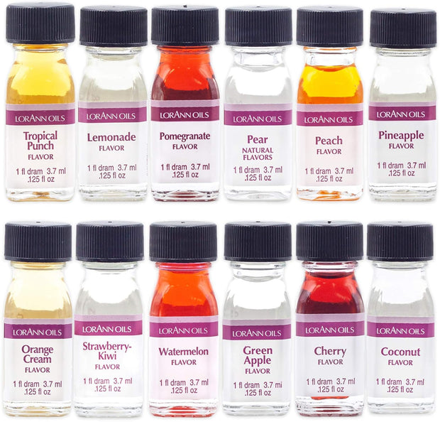 LorAnn SS Pack #2 of 12 Fruity & more Flavors in 1 dram bottles (.0125 fl oz - 3.7ml) bottles