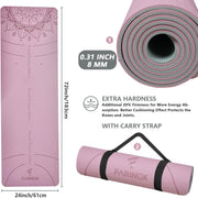 Yoga Mat Extra Thick 9MM, High Density Exercise Mats Non Slip for Home Workout, Pilates Mat with Strap for Women Men, Eco Friendly Mat Thick (9MM-NAVY-BLUE)