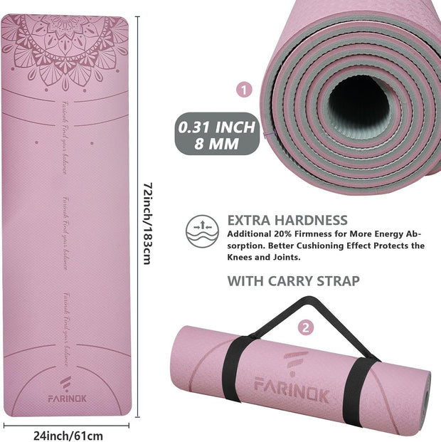 Yoga Mat Extra Thick 9MM, High Density Exercise Mats Non Slip for Home Workout, Pilates Mat with Strap for Women Men, Eco Friendly Mat Thick (9MM-NAVY-BLUE)