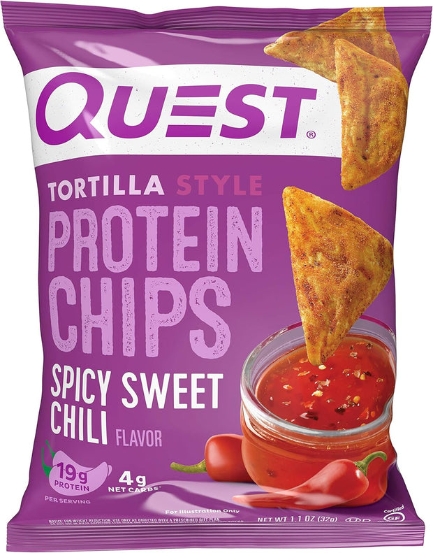 Quest Nutrition Spicy Sweet Chili Tortilla Chip, 19g Protein, 4g Net Carb, Low Carb, Gluten Free, 1.1 oz (Pack of 12)