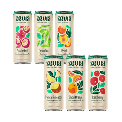 Zevia Organic Sugar Free Iced Tea, Tea Refresher Variety Pack, 12 Ounce Cans (Pack of 12)