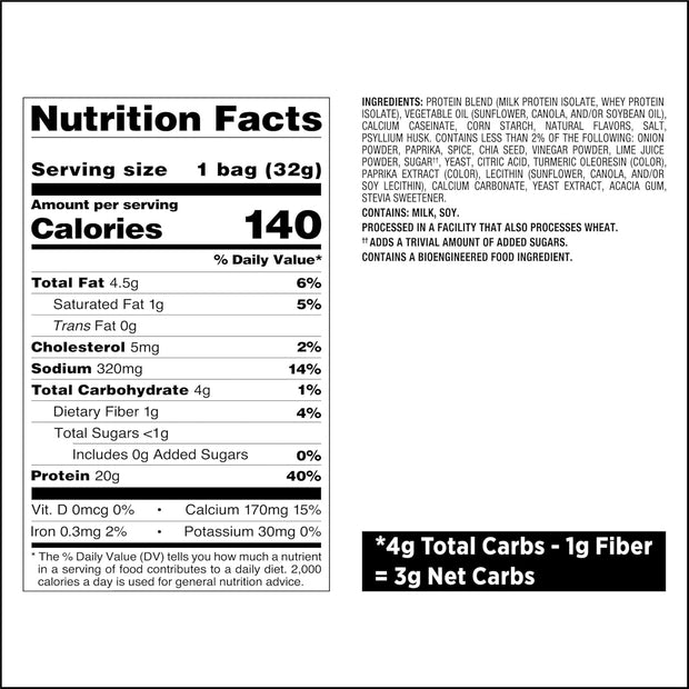 Quest Nutrition Chili Lime Tortilla Style Protein Chips, 20g Protein, 3g Net Carbs, Low Carb, Gluten Free, 1.1 oz (Pack of 4)