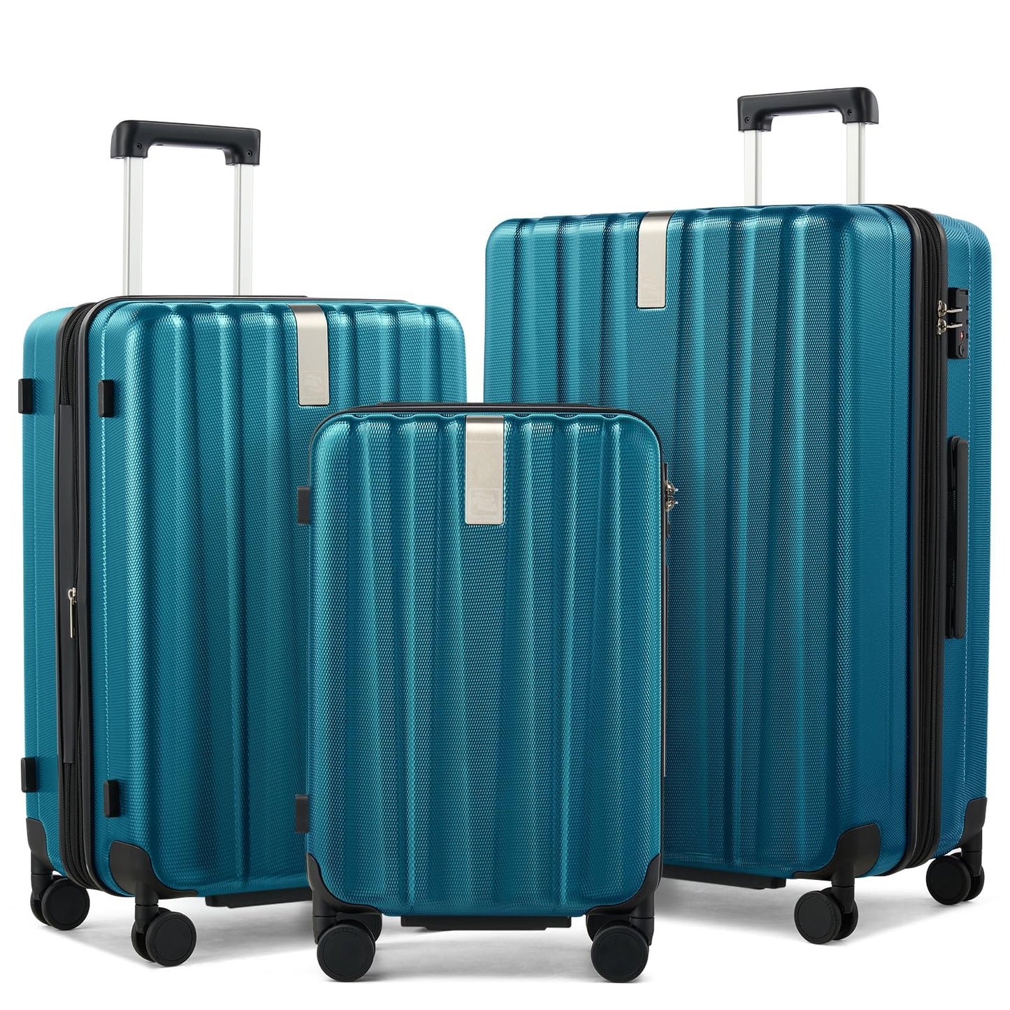 Hanke Expandable Hardshell Luggage Sets 3 Piece Extra Large Suitcases with Lock,28 Inch Luggage with Spinner Wheels, PC Travel Suitcase for Women Men 20 24 29Inch,Blackish Green