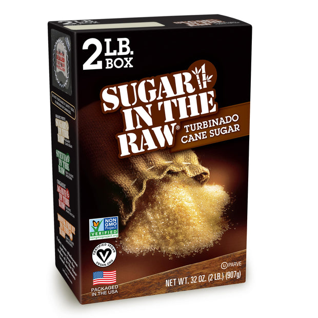 Sugar In The Raw Granulated Turbinado Cane Sugar, No erythritol, Pure Natural Sweetener, Hot & Cold Drinks, Coffee, Cooking, Baking, Vegan, Gluten-Free, Non-GMO, Bulk Sugar, 4lb Bag (1-Pack)
