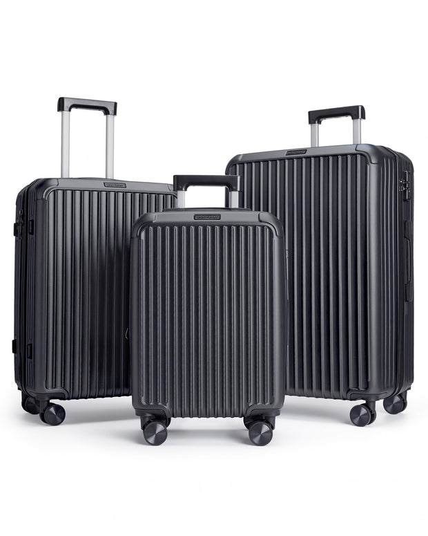 LIGHT FLIGHT Travel Luggage Sets, 3 Piece Set Suitcase with Spinner Wheels, Hardside Lightweight Luggage set with TSA Lock (20" 24" 28"), Navy Blue