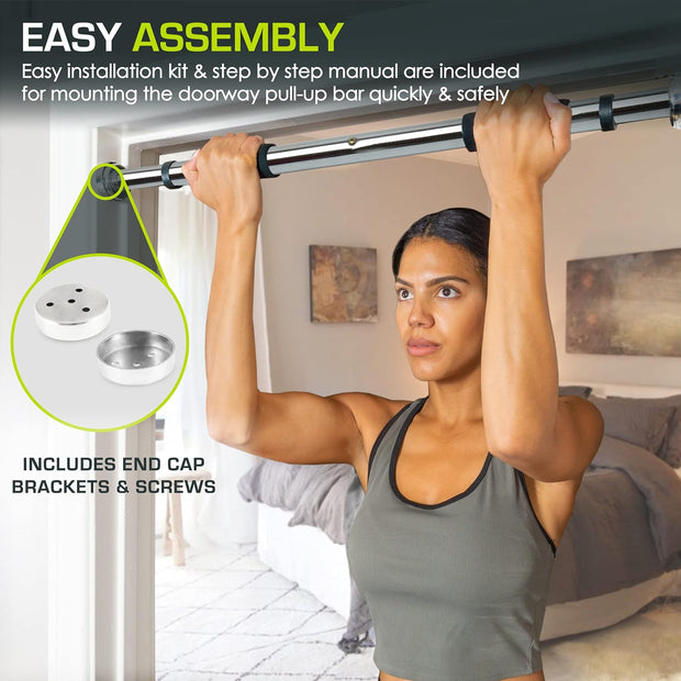 ProsourceFit Heavy Duty Doorway Mount Pull Up/Chin-Up Bar, Adjustable with Foam Grips for Home Workouts