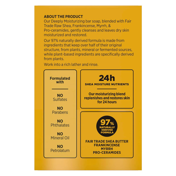 SheaMoisture Bar Soap Raw Shea Butter 4 count Moisturize and Restore Dry Skin Deeply Moisturizing bar soap with 24h shea moisture nutrients for Healthy, Glowing Skin 8 oz