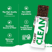 Ready® Protein Bars - High-Protein Snack with 15g Whey Protein, With Flaxseeds and Omega-3s for Sustained Energy, Supports Lean Muscle and Recovery - Mint Chocolate Chip Bundle (15-Pack)