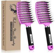 KTKUDY Detangling Brush Getting Knots Out without Pain - Boar Bristles HairBrush Make Hair Shiny & Healthier Vented Detangler Brush for Women Men Kids Wet and Dry Hair (Gold & Green)