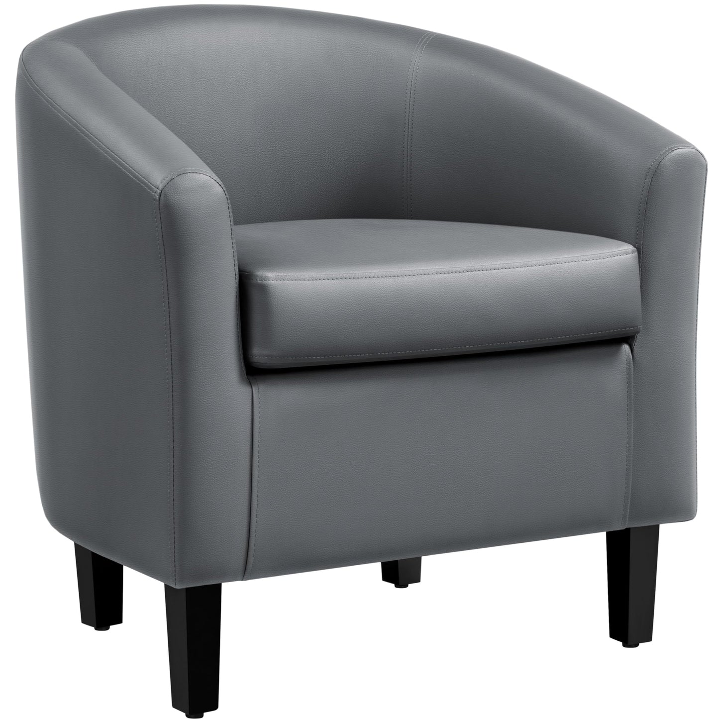 Yaheetech Barrel Chairs Set of 2, Faux Leather Club Armchairs, PU Leather Accent Chairs with Soft Padded Seat for Living Room Bedroom Waiting Reading Room, Black