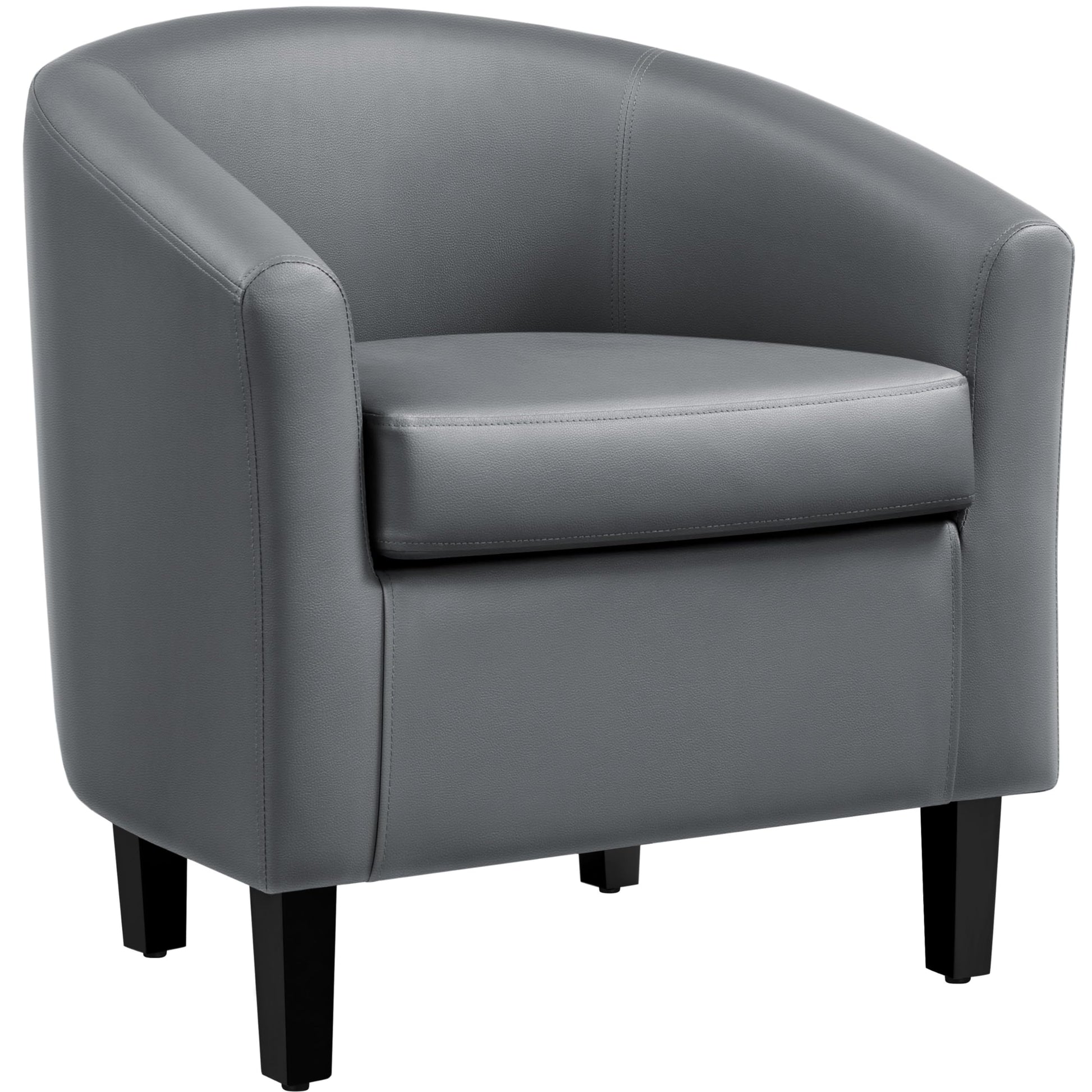 Yaheetech Barrel Chairs Set of 2, Faux Leather Club Armchairs, PU Leather Accent Chairs with Soft Padded Seat for Living Room Bedroom Waiting Reading Room, Black