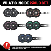 Papababe Weight Plates, 2-Inch Weights Plates Set, Floor Protective Rubber Weight Plates, 10-600lbs Bumper Plates for Barbell Strength Training & Weightlifting (Single/Pair/Full Set)