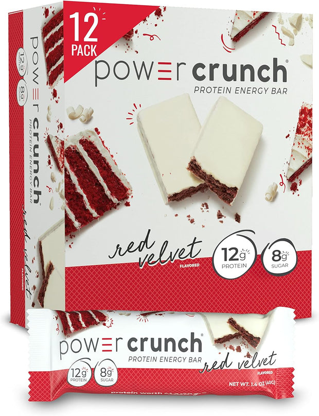 Power Crunch Protein Wafer Bars, High Protein Snacks with Delicious Taste, Red Velvet, 1.4 Ounce (12 Count)
