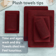 VOOVA & MOVAS Burgundy Towel Set - 100% Cotton | Lightweight | Soft | Quick Dry, 6 Piece Towel Set,2 Large Bath 30"x56", 2 Hand 18"x28", 2 Washcloths 13"x13", Towels Gift Set, Red Towels