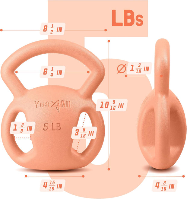 Yes4All Kettlebell 10&15lb Weight with Wide Multigrip Handle for Dumbbell Weights Exercises, Full Body Workout Equipment