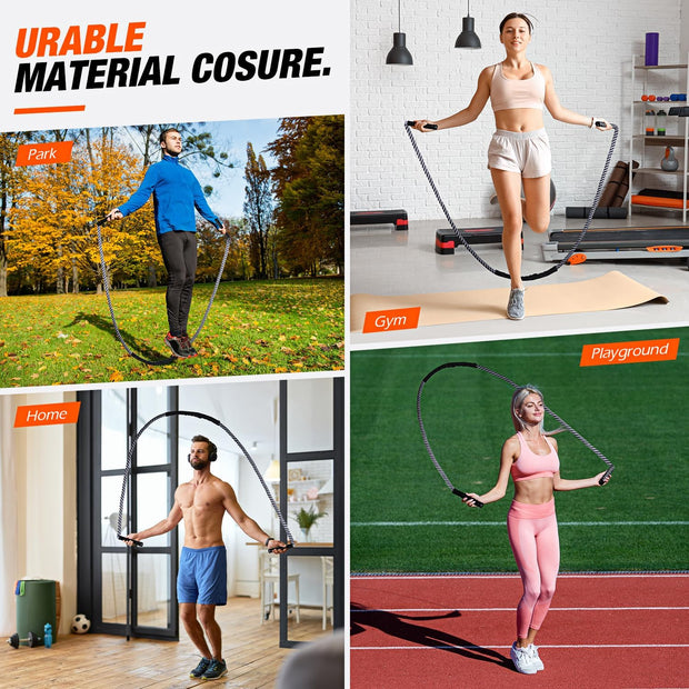 Jump Rope, Weighted Jump Rope for Fitness, Heavy Skipping Ropes for Men Women Kids, Home Gym Workout Equipment Set, Suitable for Boxing, Cardio, Training Muscles, Full Body Exercise Weight Loss at Home