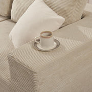 106" Cloud Sectional Couch, Left/Right Facing Convertible Sofa with Deep Seat, L-Shape Modular Upholstered Foam Couch for Living Room Bedroom, No Assembly Required (Corduroy Fabric, Beige)