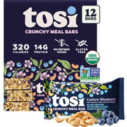 Tosi Meal Nut Bars, Cashew Coconut, Healthy Snacks for Adults & Kids, Crunchy Plant Based Protein Bar (14G), Keto Snacks, Vegan, Gluten & Soy Free, Low Sugar, Omega 3s, 2.4oz, 12-Pack
