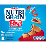 Nutri-Grain Bites Mini Breakfast Bars, Made with Real Fruit and Whole Grains, Kids Lunch Snacks, Strawberry, 32.5oz Case (5 Boxes)