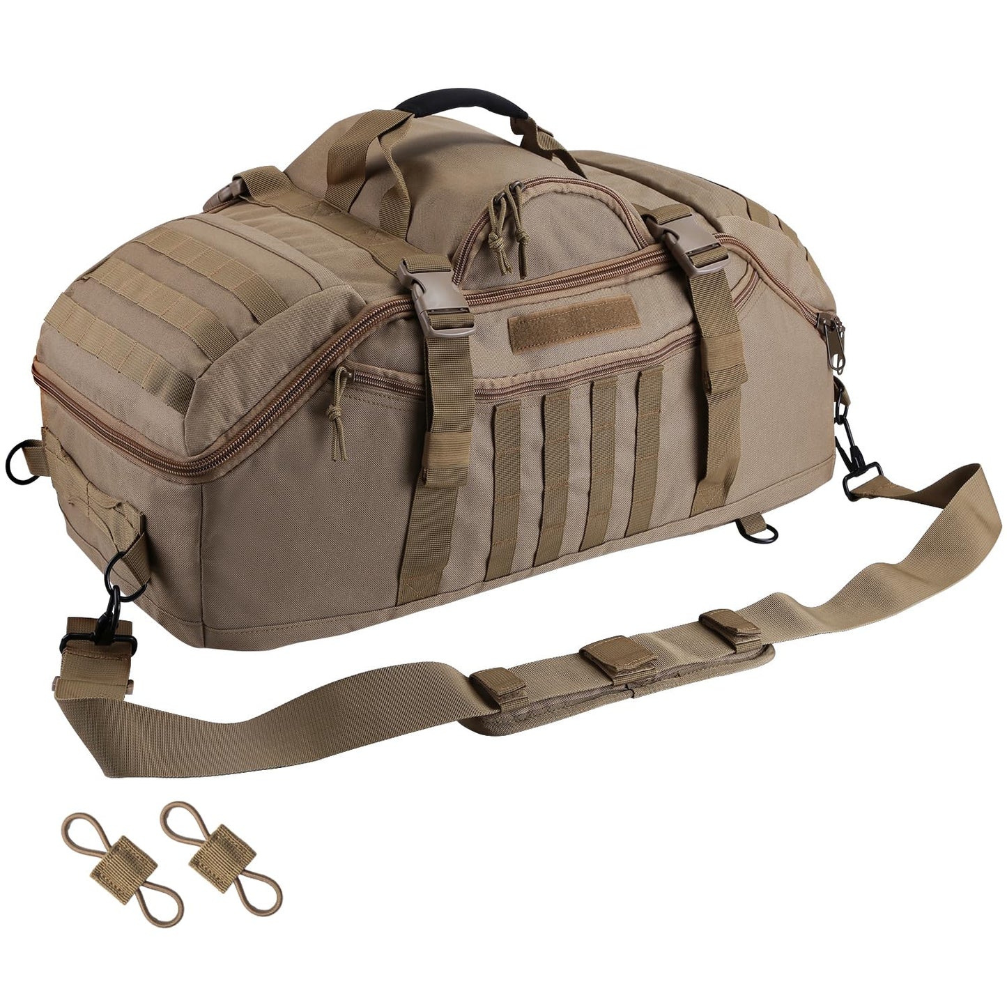 65L Large Duffle Bag, 3-in-1 Tactical Backpack MOLLE Pack for Sports, Gym, Outdoor, Black