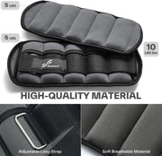 Sportneer Adjustable Ankle Weights 1 Pair 2 4 6 8 10 Lbs Leg Weight Straps for Women Men, Weighted Ankle Weights Set for Gym,Fitness, Workout,Walking, Jogging,1-5 lbs Each Ankle, 1 Pair 2-10 lbs