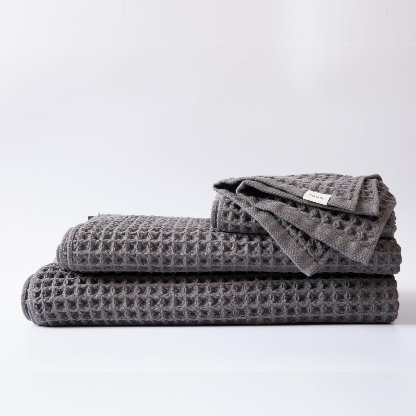Luxury Japanese Cotton Waffle Bath Towel | Plush, Absorbent, and Quick Dry (Coral Orange, Hand Towel, 32" x 16")