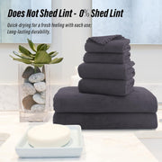 MOONQUEEN Ultra Soft Towel Set-Quick Drying-2 Bath Towels 2 Hand Towels 2 Washcloths - Microfiber Coral Velvet Highly Absorbent Towel for Bath Fitness, Bathroom, Sports, Yoga, Travel(Dark Grey, 6 Pcs)