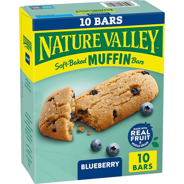 Nature Valley Soft Baked Muffin Bars, Blueberry, Snack Bars, 10 Bars, 12.4 oz