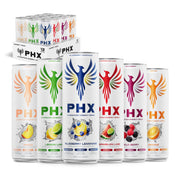 PHX Hydration Energy Drink - 700mg Electrolytes, 200mg Natural Green Tea Caffeine, 100% Daily Value 8 Essential Vitamins - 12 oz Cans (12 Pack) (12 Pack, Watermelon Lime)