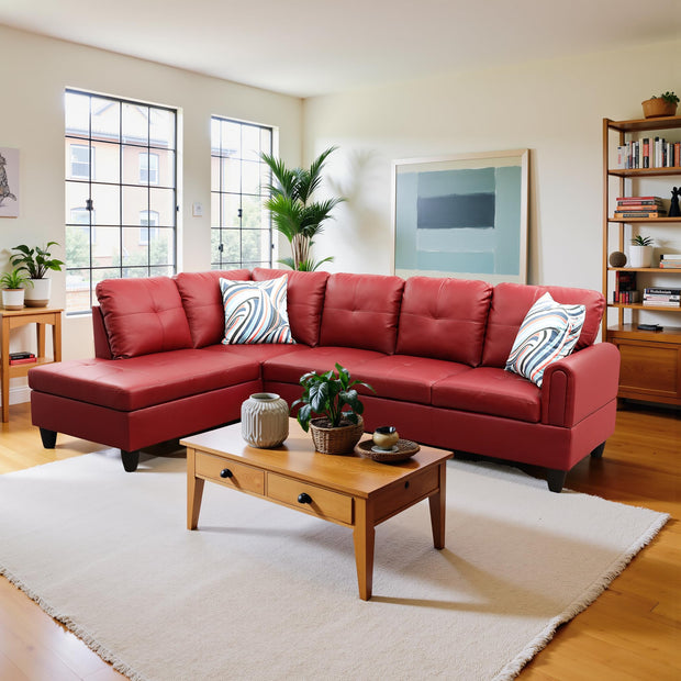 Sectional Couch 103.5" L Shaped Couch Comfy Futon Bed Upholstered Faux Leather 3 Pieces Living Room Furniture Sets with Ottoman and High Density Sponges for Living Room, White